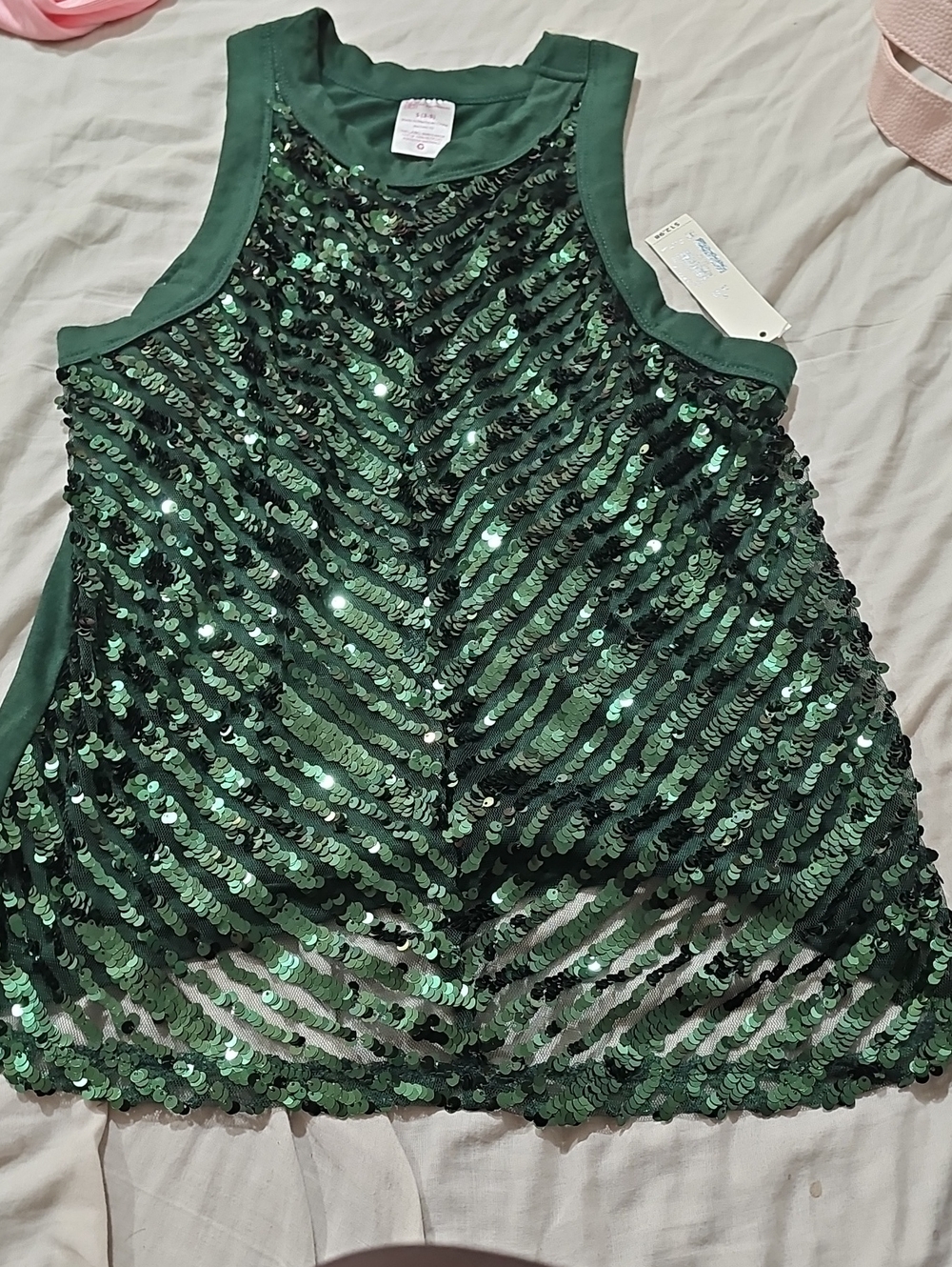 No Boundaries Green Sequin Tank Top